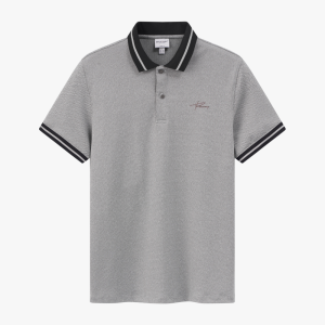 Áo Polo Xám Phối Cổ Đen Cao Cấp, Chống Nhăn, Chống Bám Bẩn